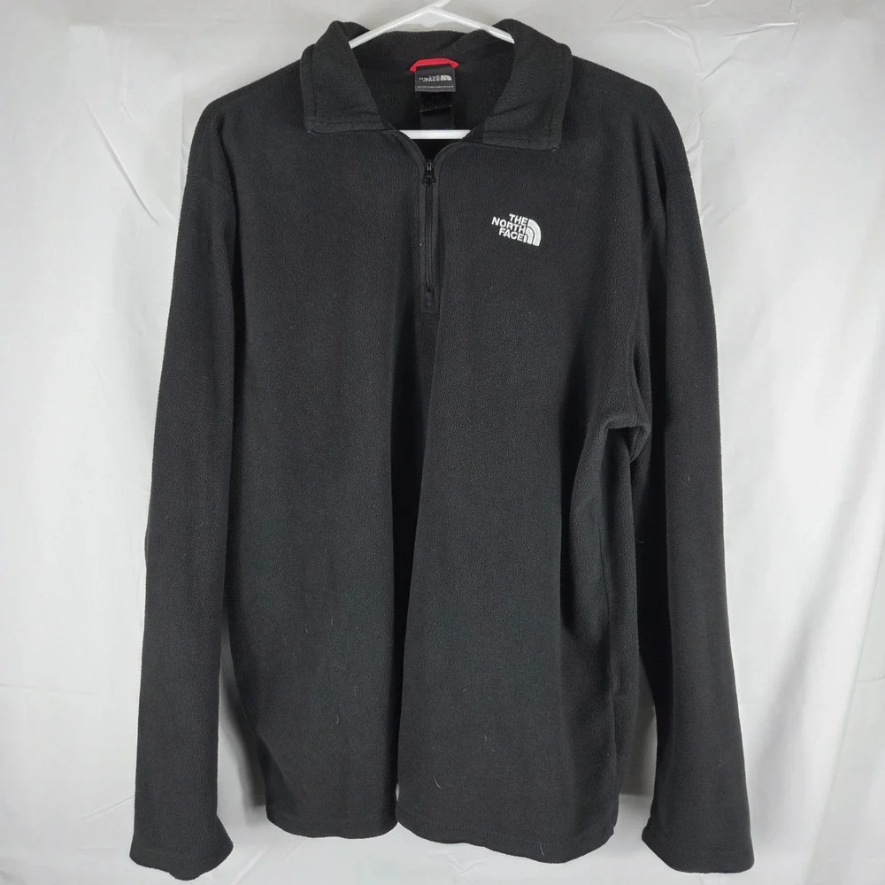 The North Face TKA 100 Glacier Quarter Zip Fleece Pullover Black Mens Large AJGW
